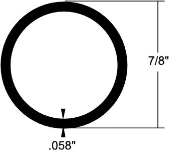New Aluminum Round Tubing Taco Metals A23-7858bly6-1 7/8 W X 6 L Wall Thickness .058