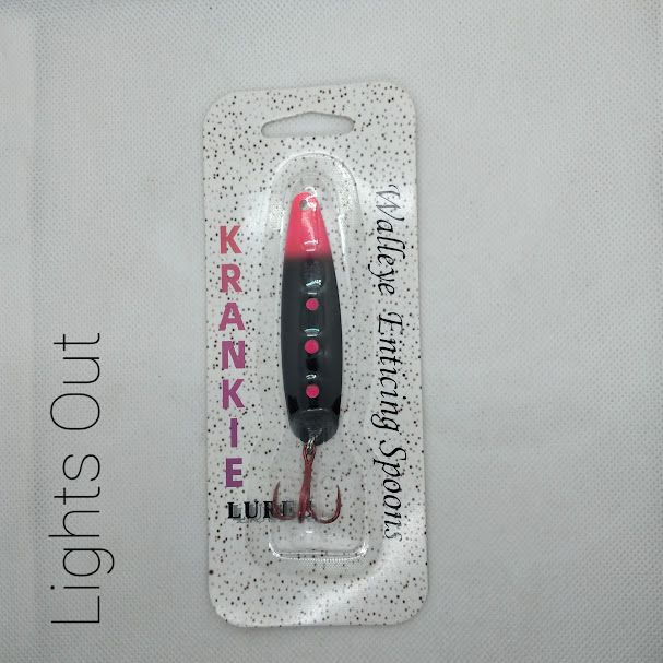 #006 Lights Out W/Hot Pink Back Walleye Enticing Krankie Spoon