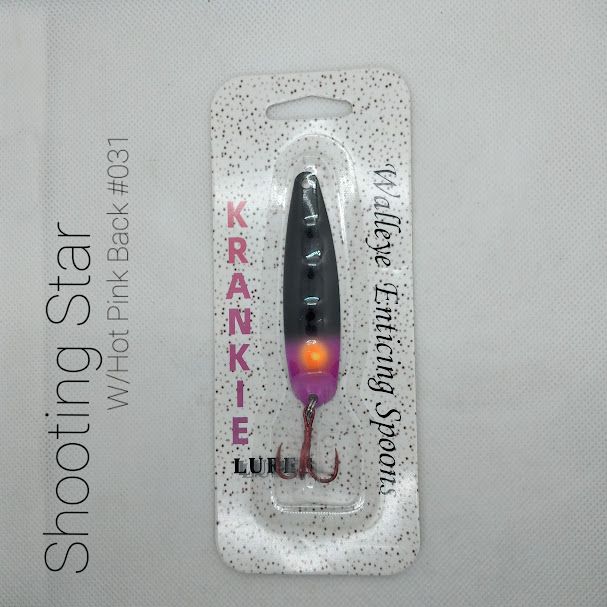 #031 Shooting Star W/Hot Pink Back Walleye Enticing Krankie Spoons 3-3/4&quot;
