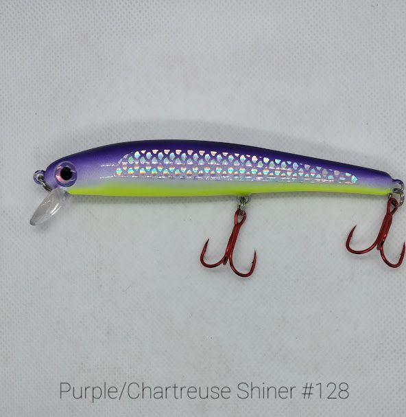 #128 Purple/Chartreuse Shiner Shallow Walleye Krankie Diver