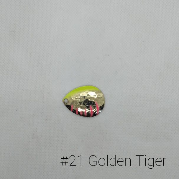 #21-G Golden Tiger W/Gold Back Size 4 3pk Krankie Lure Willow Blades