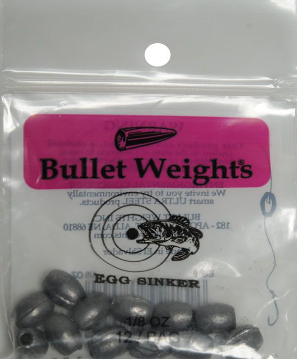 Bullet Weights Egg Sinkers 1/8oz 12pc