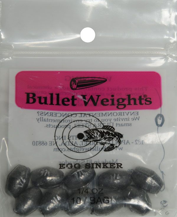 Bullet Weights Egg Sinkers 1/4oz 10pc