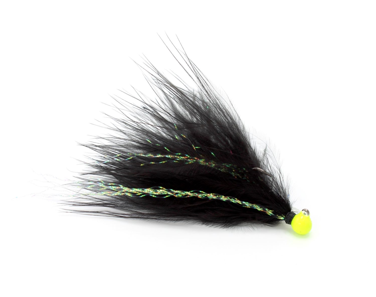 Challanger Maribou Jig 1/16oz Chart. Head/ Bla