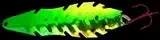 Erie Arrowhead Spoon #3.5&quot; Green Goblin 1/2 Chartreuse Metallic &amp; 1/2 Orange Metallic Back