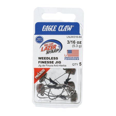 Eagle Claw Weedless Finesse Jig 3/16oz. Green Pumpkin Red Flake