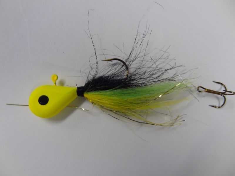 Walleye Killer Jigs  Yellow Head Black/Lime/Yellow Tail 1/4