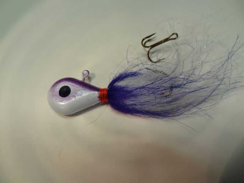 Walleye Killer Jigs Purple/White Head White/Purple Tail 1/4