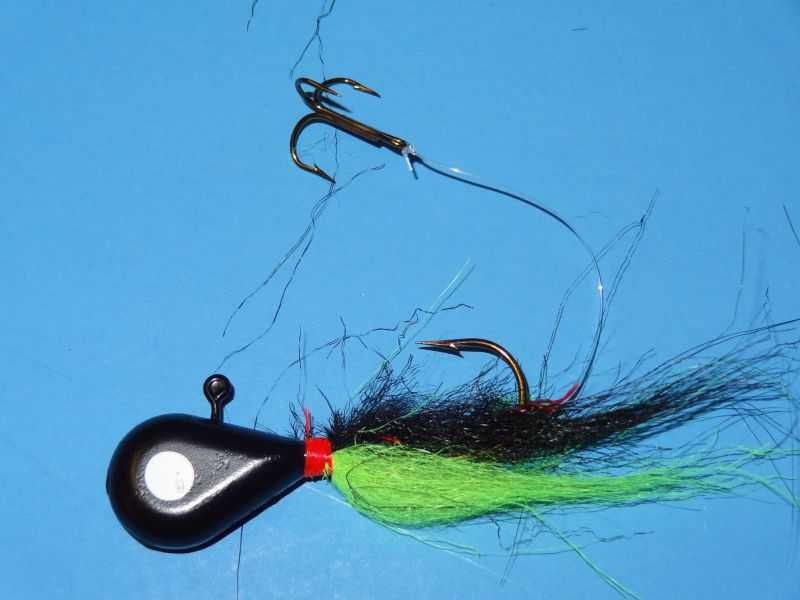 Walleye Killer Jigs  Black Head Black/Chartreuse Tail 1oz