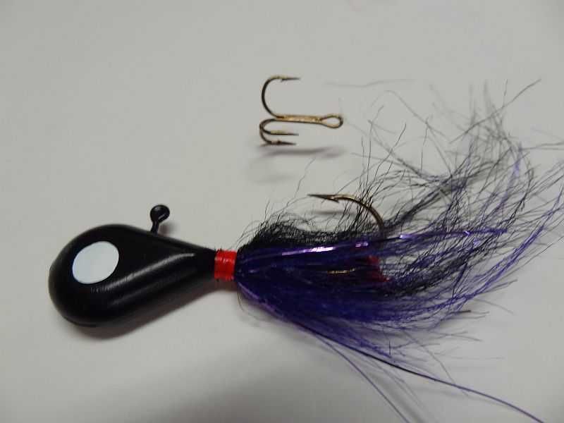 Walleye Killer Jigs 1oz. Black Head Black/Purple Tail