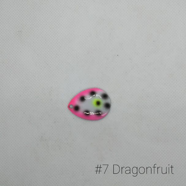 #7-S Dragonfruit W/Silver Back Size 4 3pk Krankie Lure Colorado Blades