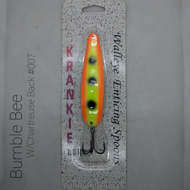 #007 Bumble Bee W/Chartreuse Back 3-3/4" Walleye Enticing Krankie Spoon