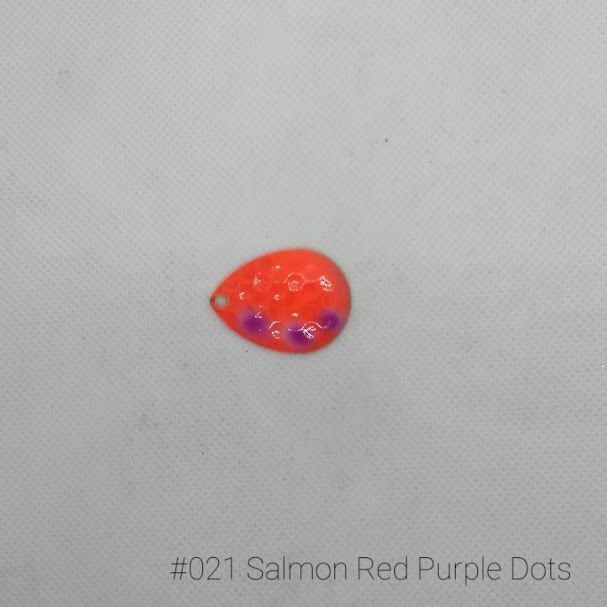 #021 Salmon Red Purple Dots W/Chartreuse Back Size 4 3pk Krankie Lure Colorado Blades