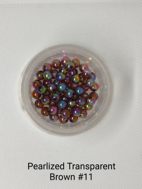 5mm Pearlized Transparent Brown Beads 1lb Bag