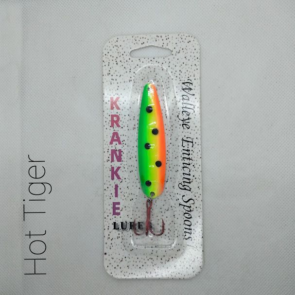 Hot Tiger W/Gold Back #28 Walleye Enticing Spoons 2-3/4"