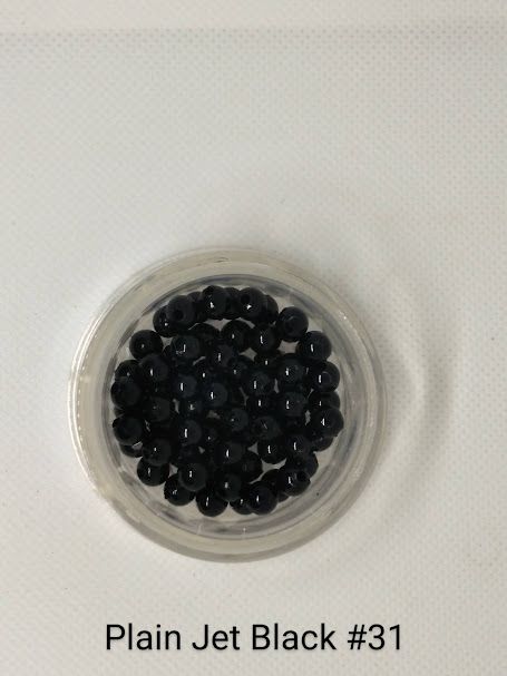 4mm Plain Jet Black Beads 1lb Bag