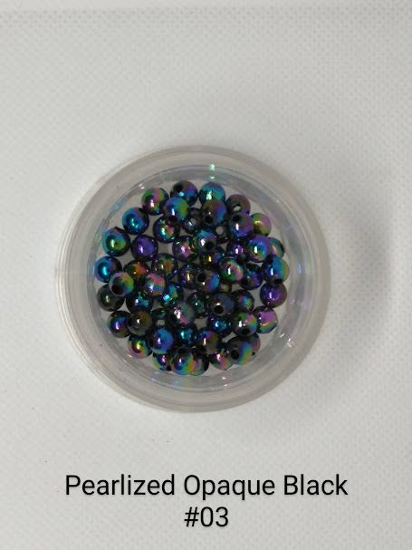 6mm Pearlized Opaque Black Beads 1lb Bag