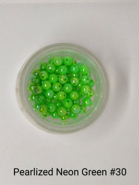 4mm Pearlized Neon Green Beads 1LB Bag