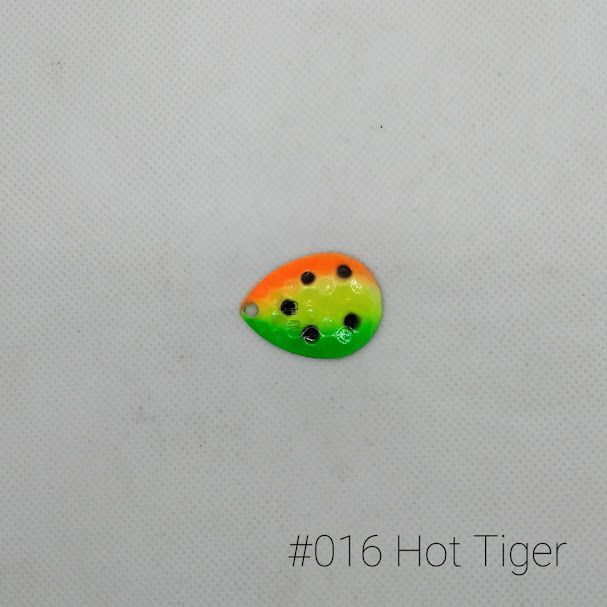 #016 Hot Tiger W/Chartreuse Back Size 5 3pk Krankie Lure Colorado Blades