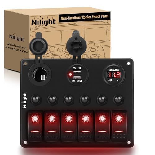 Nilight 6 Gang on Off Rocker Switch Panel Red Backlit 12V 24V LED ...