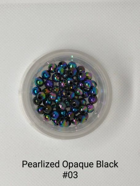 4mm Pearlized Opaque Black Beads 1LB Bag