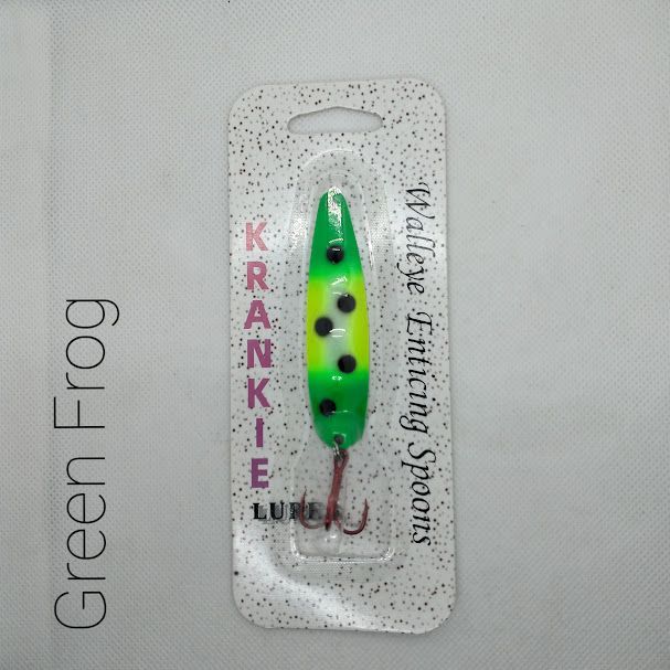 Green Frog W/Gold Back #8 Walleye Enticing Spoons 2-3/4
