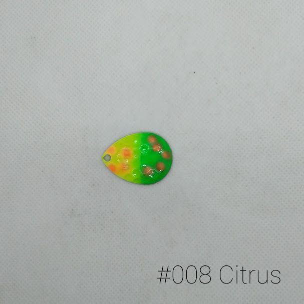 #008 Citrus W/Chartreuse Back Size 4 3pk Krankie Lure Colorado Blades