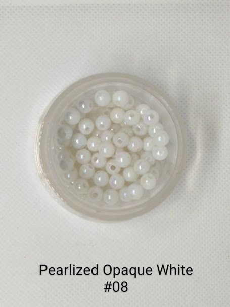 4mm Pearlized Opaque White Beads 1lb Bag