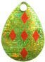 Colorado Spinner Blade-Size 4-Chartreuse &amp; Orange Diamond Iridescent Foilistic Pk of 3