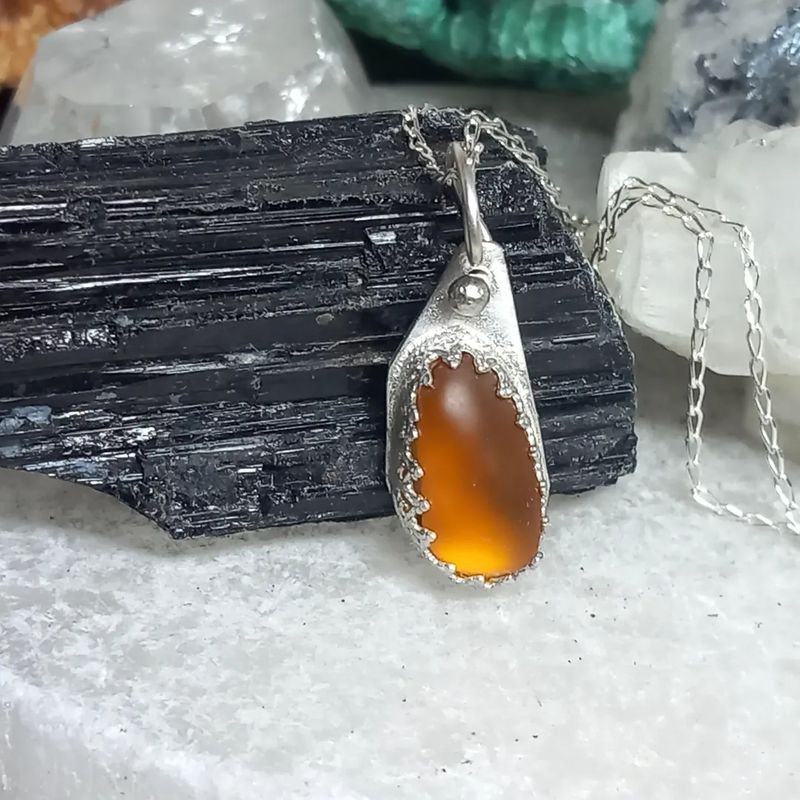 Seaglass silver pendant