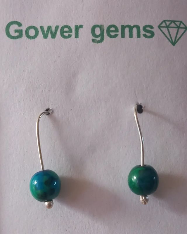 Chrysocolla sterling silver earrings