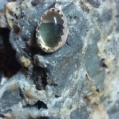 Lemon quartz pendan, sterling silver