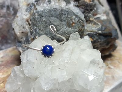 Lapis lazuli adjustable ring, sterling silver