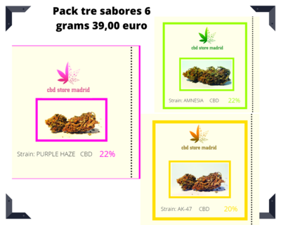 PACK TRES SABORES 6 GRAMS 39,00 EURO
