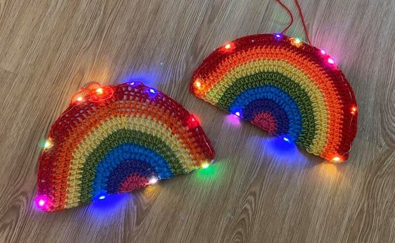 Light up crochet rainbows
