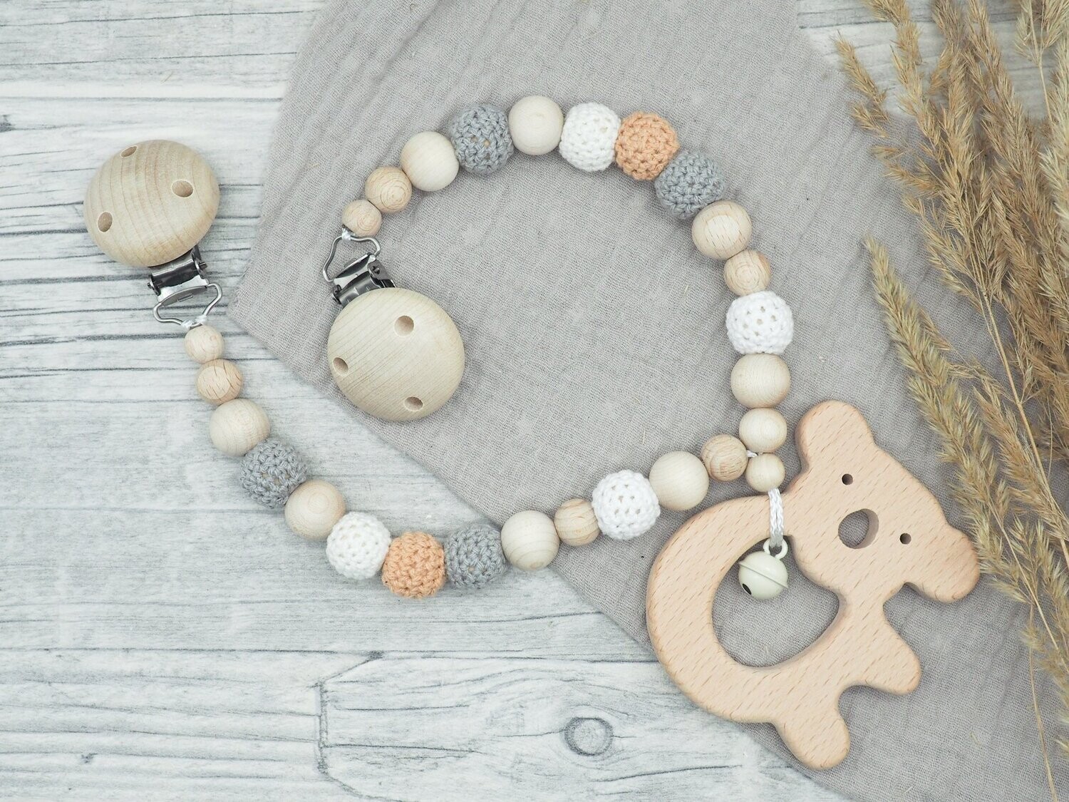 Kinderwagenkette Koala beige, grau
