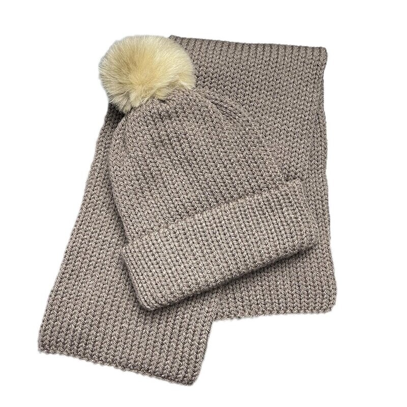 Set muts sjaal taupe