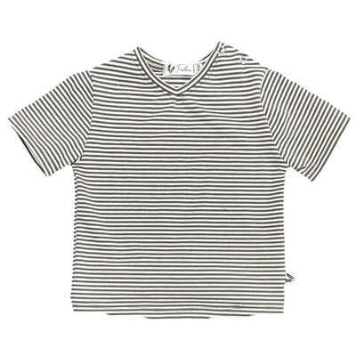 Shirt V-neck small stripes dark forest 