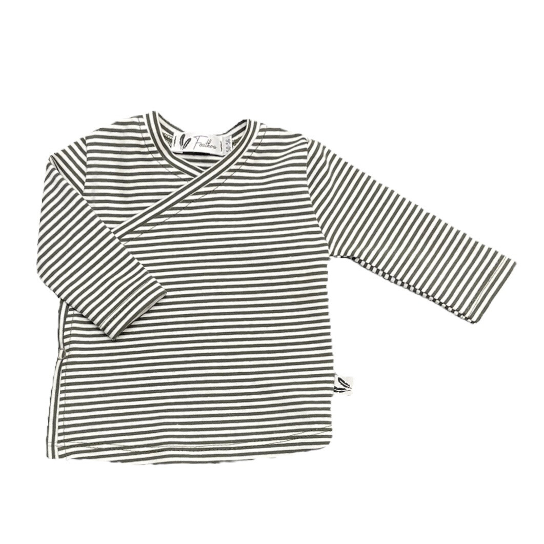 Overslagshirtje small stripes dark forest