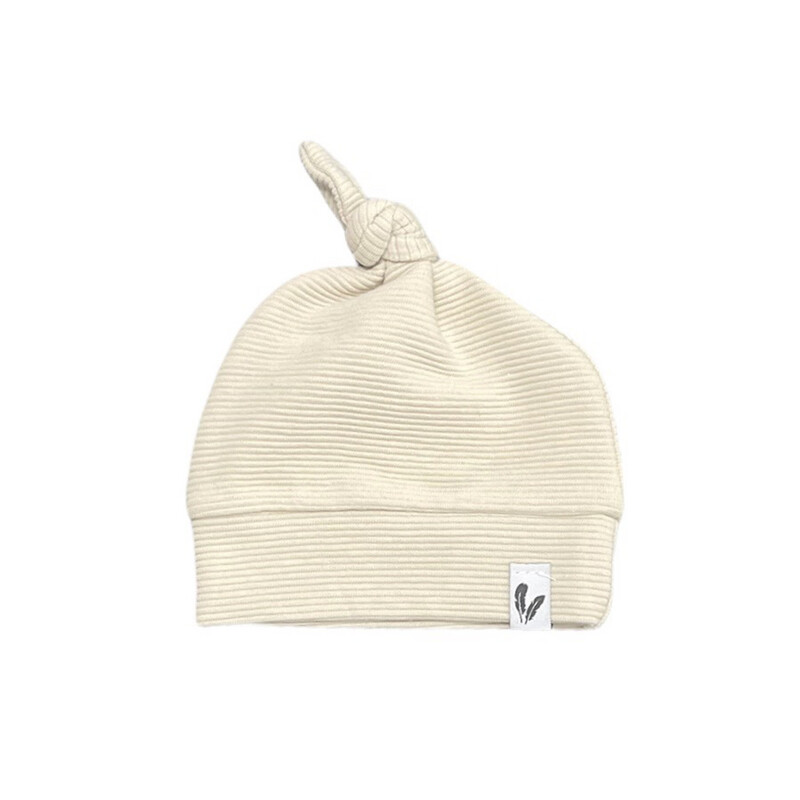 Knoopmutsje rib beige
