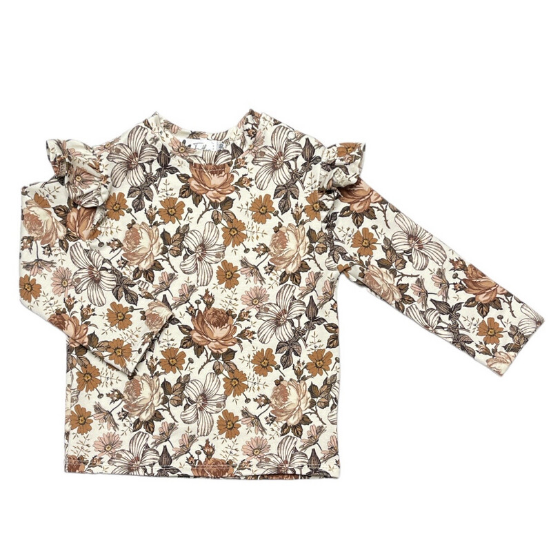 Longsleeve ruffle english garden brown 