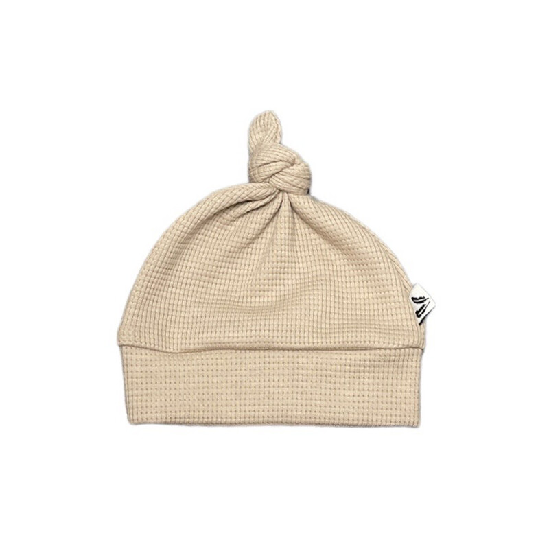 Knoopmutsje waffle dark beige