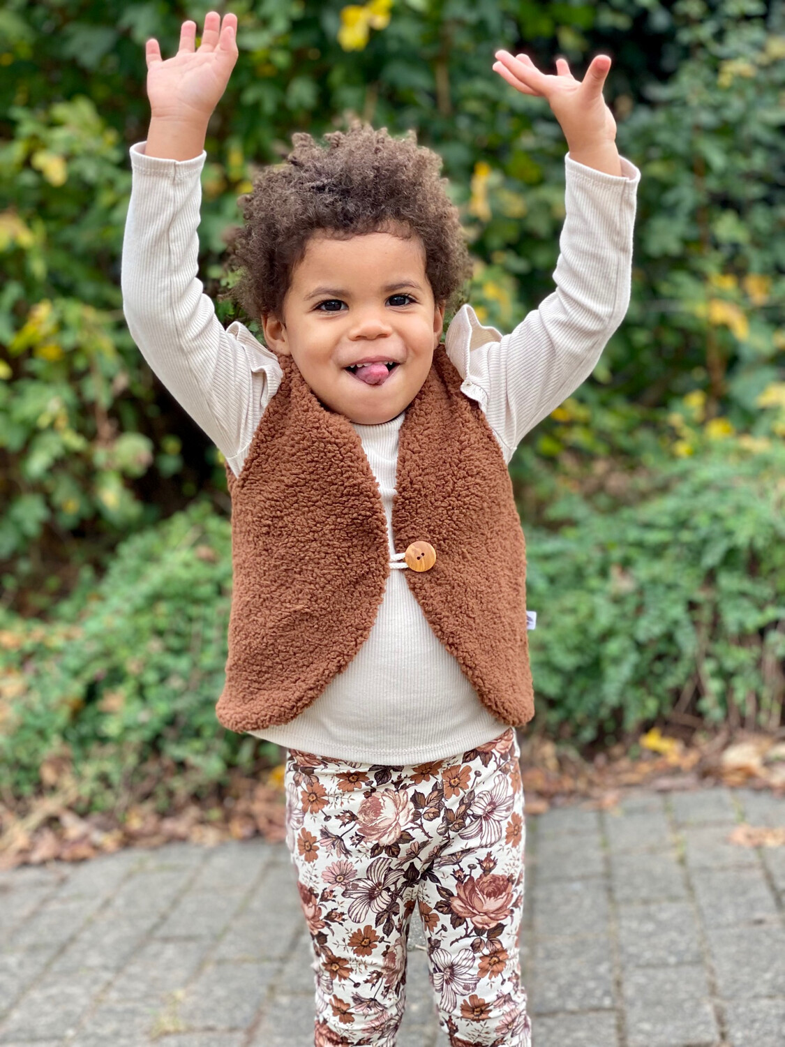 Look teddy gilet english garden brown
