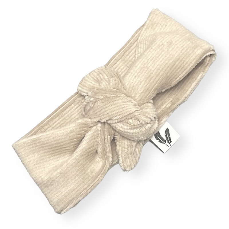 Knoophaarband small cord dark beige 