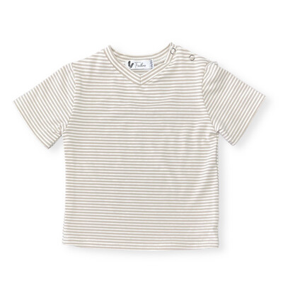 Shirt V-neck small stripes sage