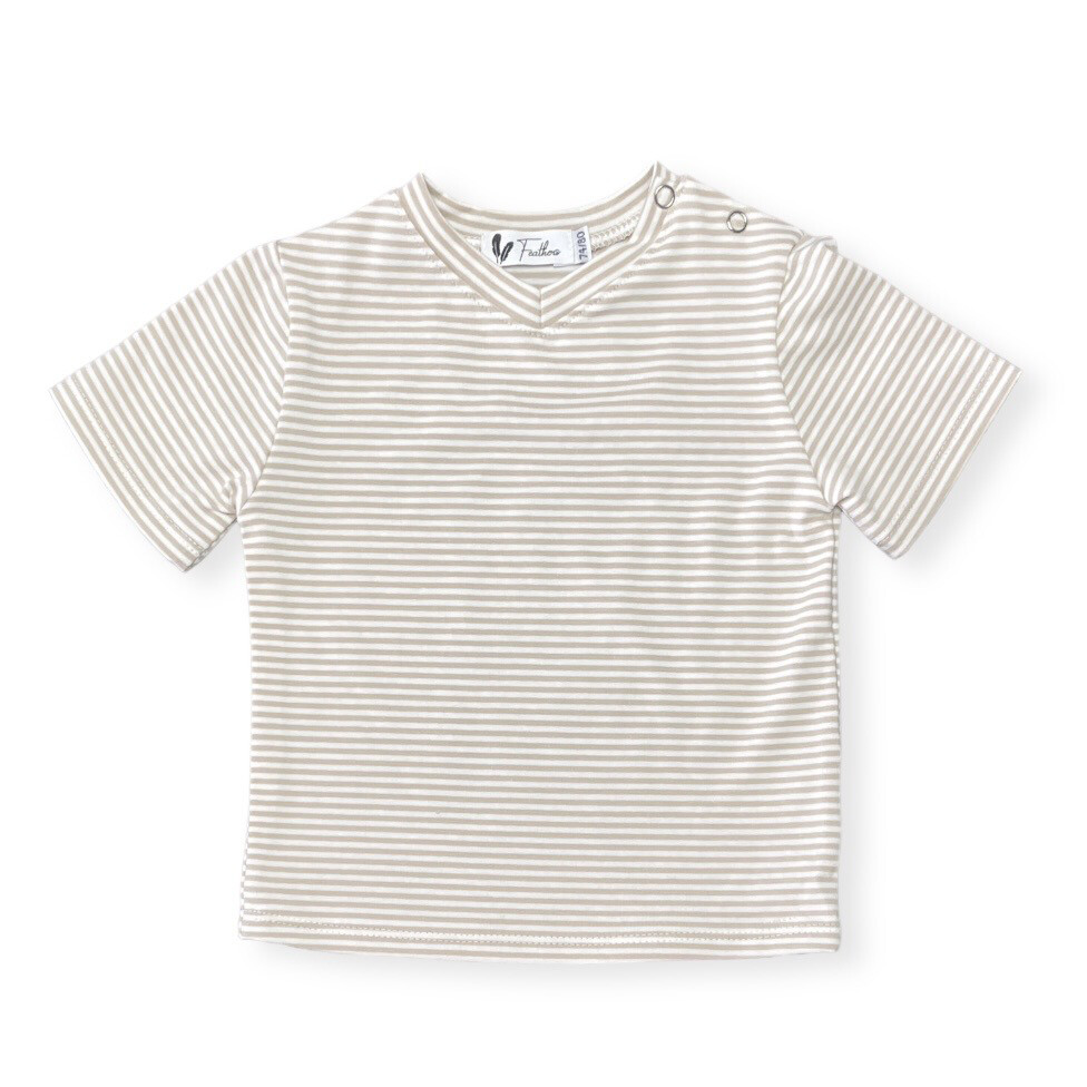 Shirt V-neck small stripes sage