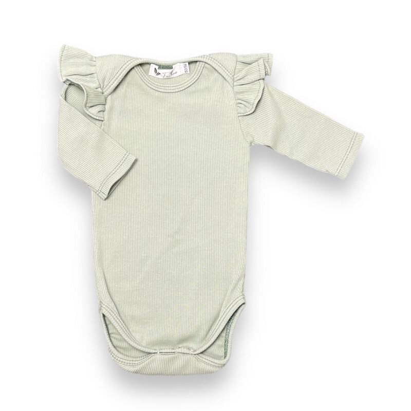 Rompertje lange mouw ruffle rib jersey dusty green