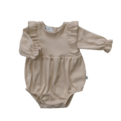 Body lange mouw pointelle dark beige