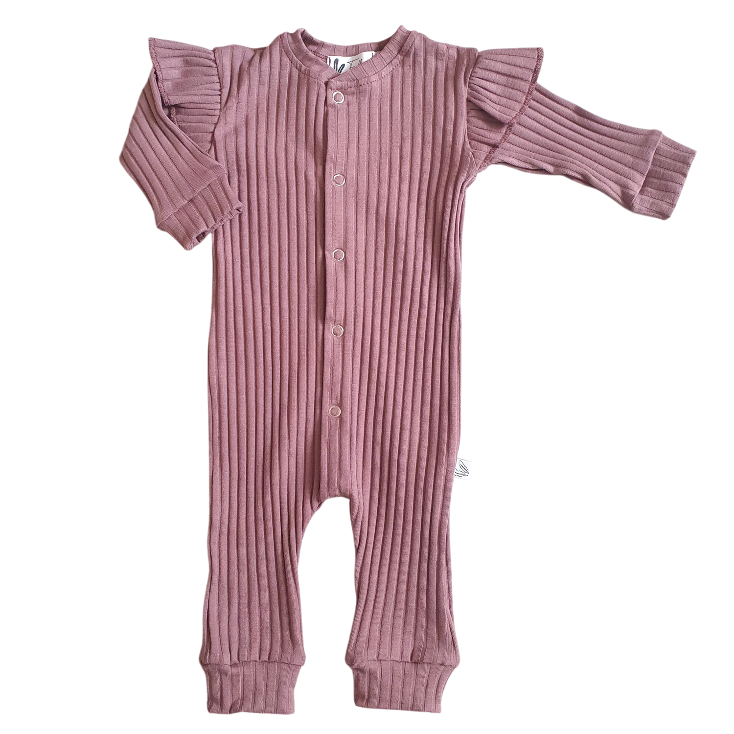 Boxpakje ruffle wide rib jersey mauve