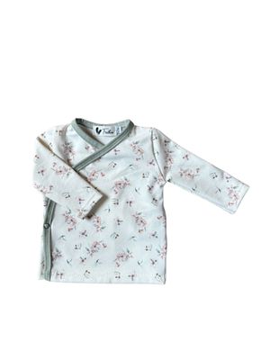 Overslagshirtje combi cherry blossom/ seagreen